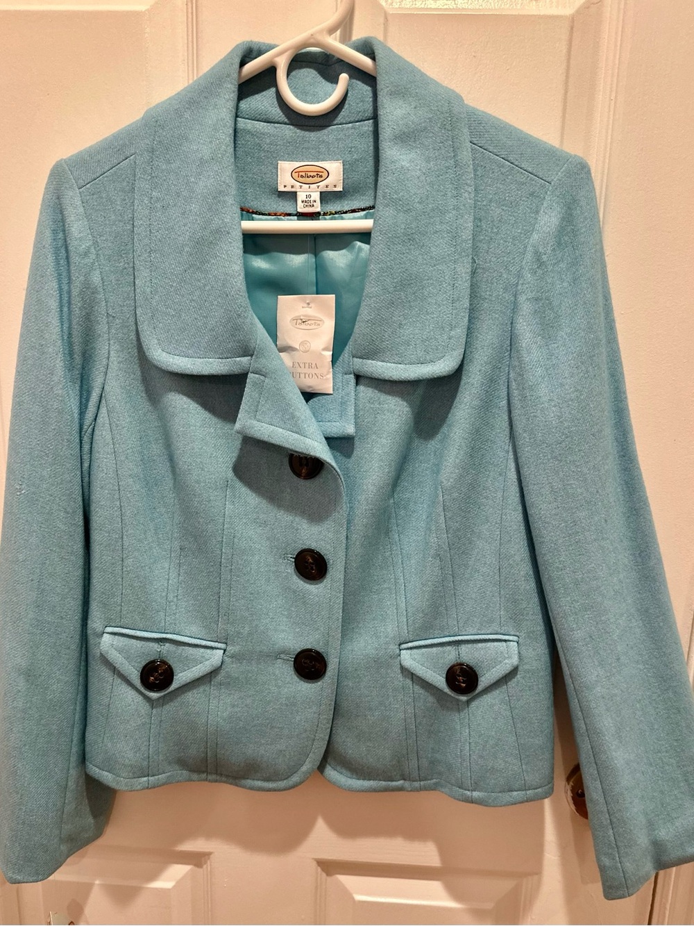 Talbots Light Blue Wool-Blend Fitted Blazer